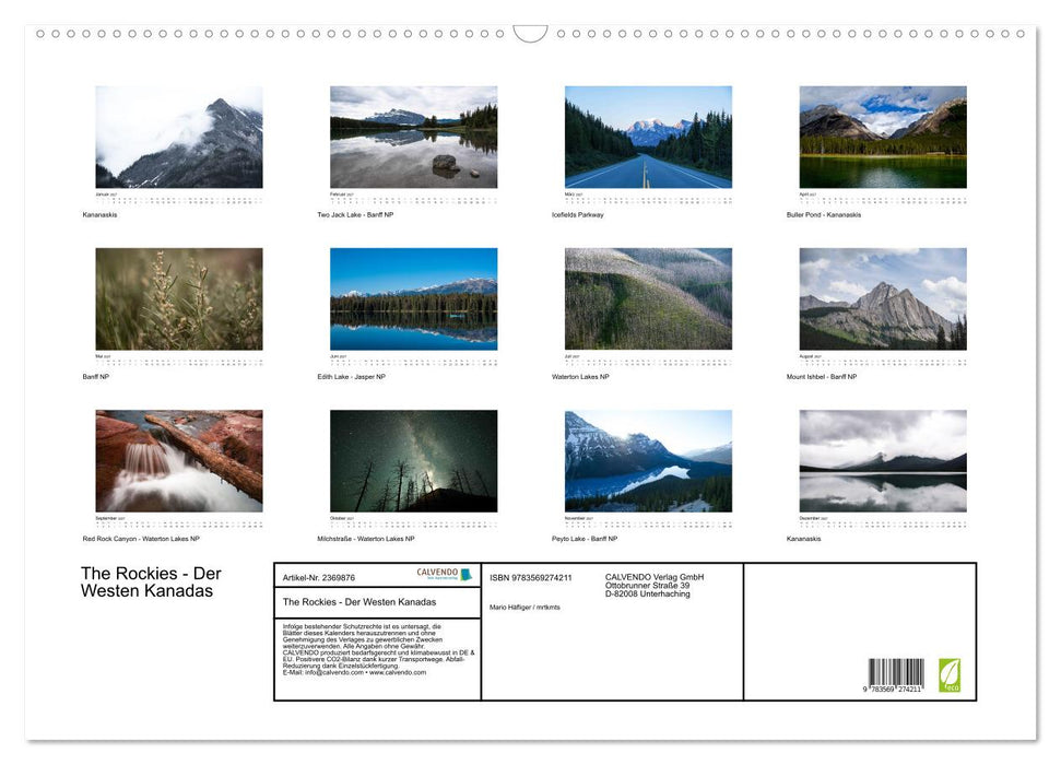 The Rockies - Der Westen Kanadas (CALVENDO Wandkalender 2027)