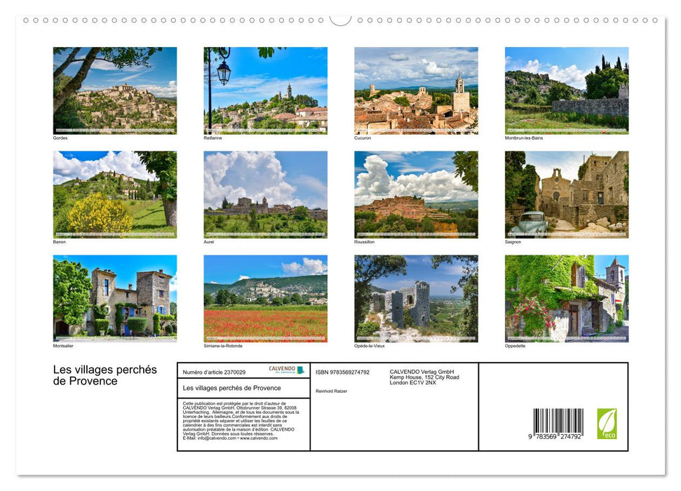 Les villages perchés de Provence (CALVENDO Calendrier supérieur 2027)