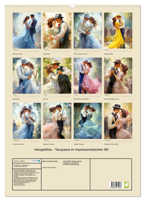 Herzgefühle – Tanzpaare im impressionistischen Stil (CALVENDO Wandkalender 2027)
