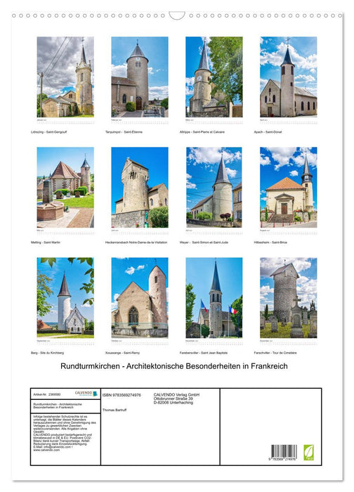 Rundturmkirchen - Architektonische Besonderheiten in Frankreich (CALVENDO Wandkalender 2027)