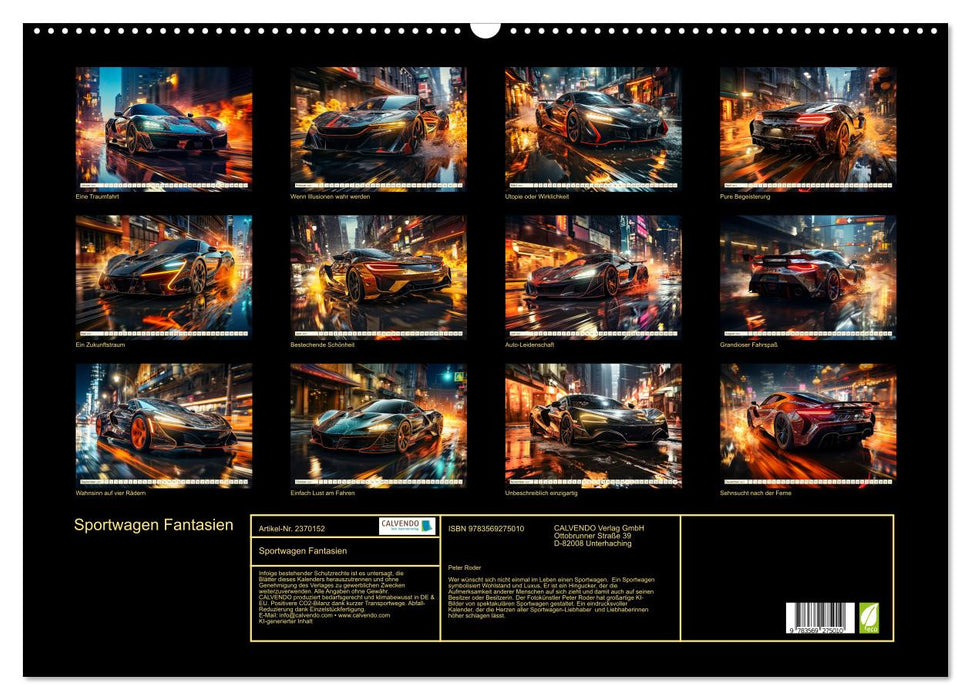 Sportwagen Fantasien (CALVENDO Wandkalender 2027)