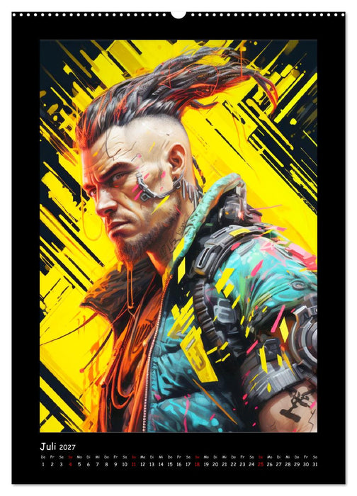 Cyberpunk Heroes. Futuristische Fusion von Technik und Kunst (CALVENDO Premium Wandkalender 2027)