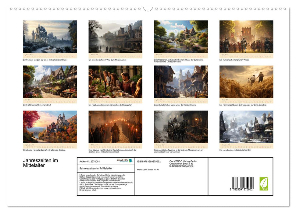 Jahreszeiten im Mittelalter (CALVENDO Premium Wandkalender 2027)