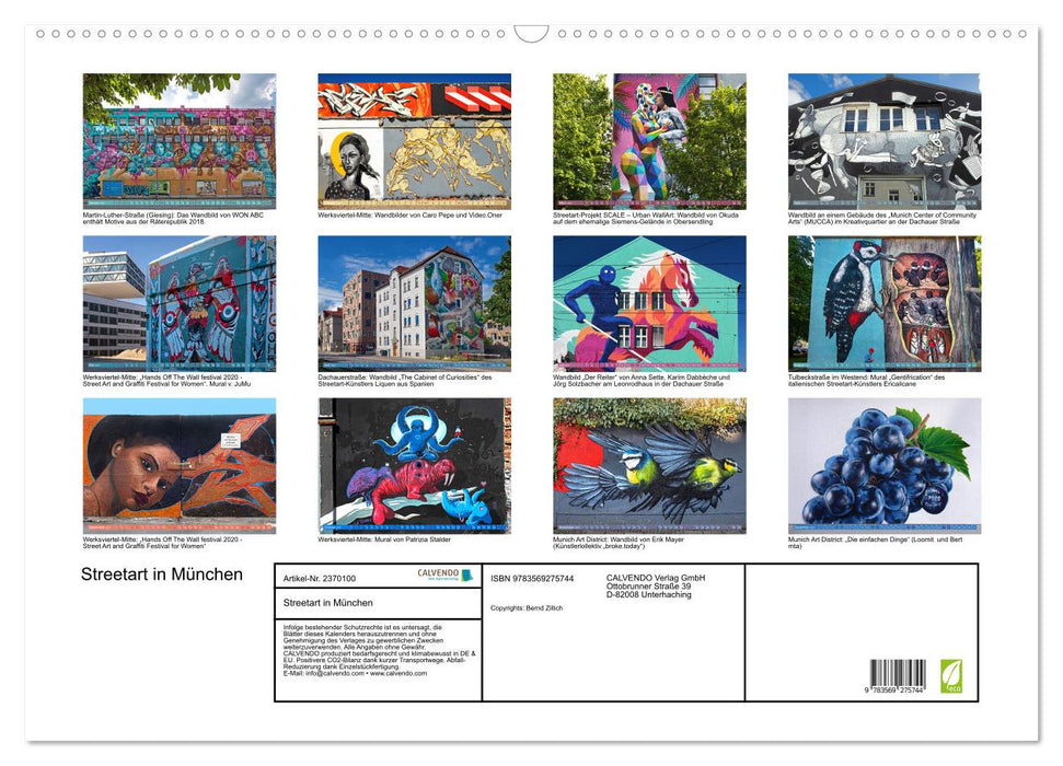 Streetart in München (CALVENDO Wandkalender 2027)