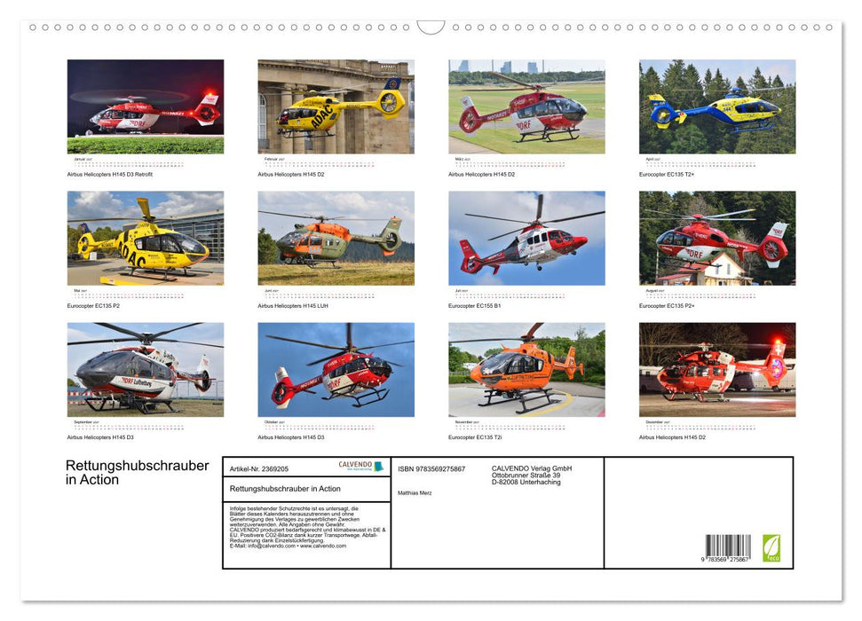 Rettungshubschrauber in Action (CALVENDO Wandkalender 2027)