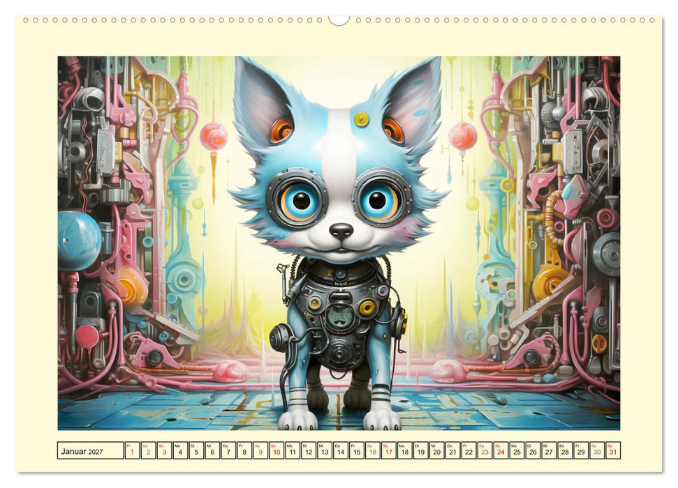 Fabelhafte Maschinen. Pop-Surrealistische Roboter-Tiere (CALVENDO Wandkalender 2027)