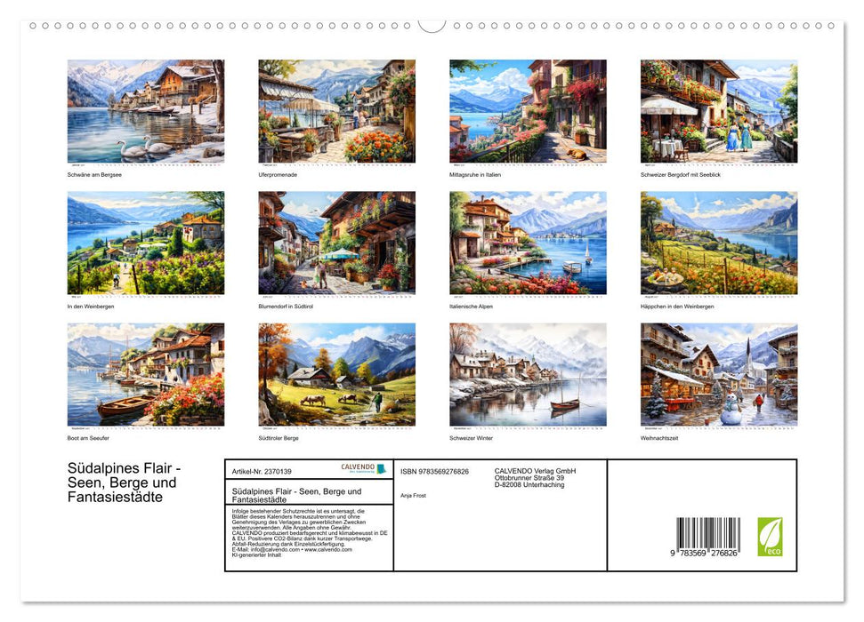 Südalpines Flair - Seen, Berge und Fantasiestädte (CALVENDO Premium Wandkalender 2027)