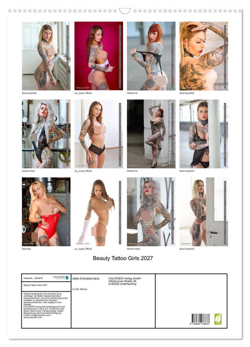 Beauty Tattoo Girls 2027 (CALVENDO Wandkalender 2027)
