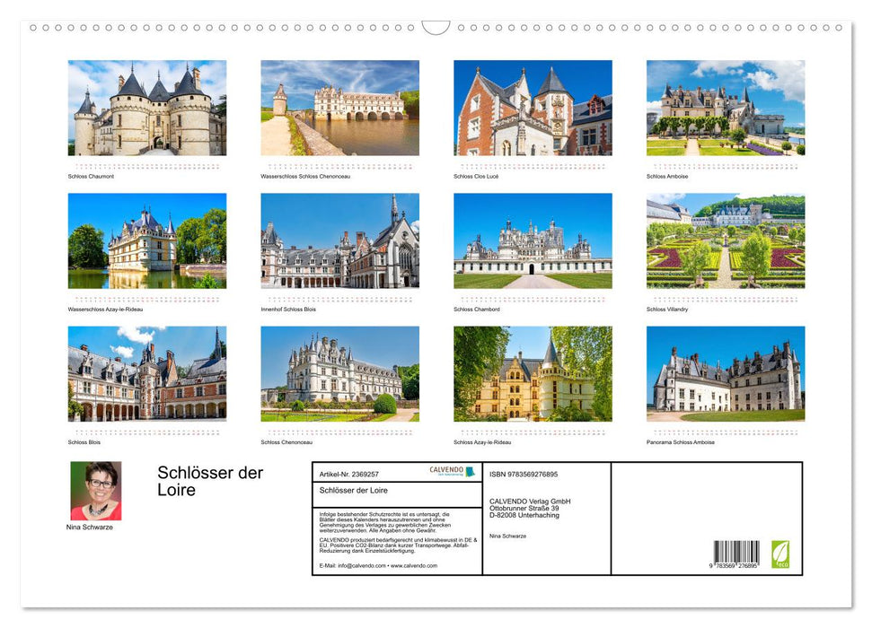 Schlösser der Loire (CALVENDO Wandkalender 2027)
