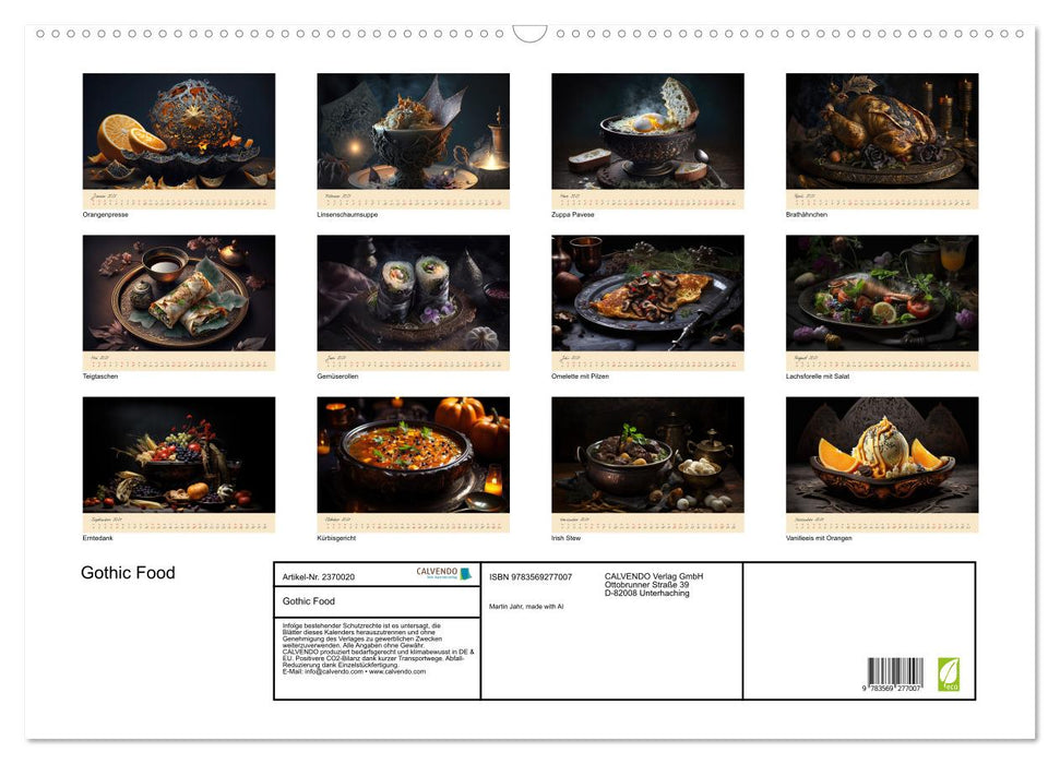 Gothic Food (CALVENDO Wandkalender 2027)