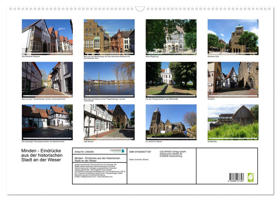 Minden - Eindrücke aus der historischen Stadt an der Weser (CALVENDO Wandkalender 2027)