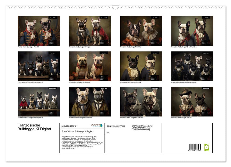 Französische Bulldogge KI Digiart (CALVENDO Wandkalender 2027)