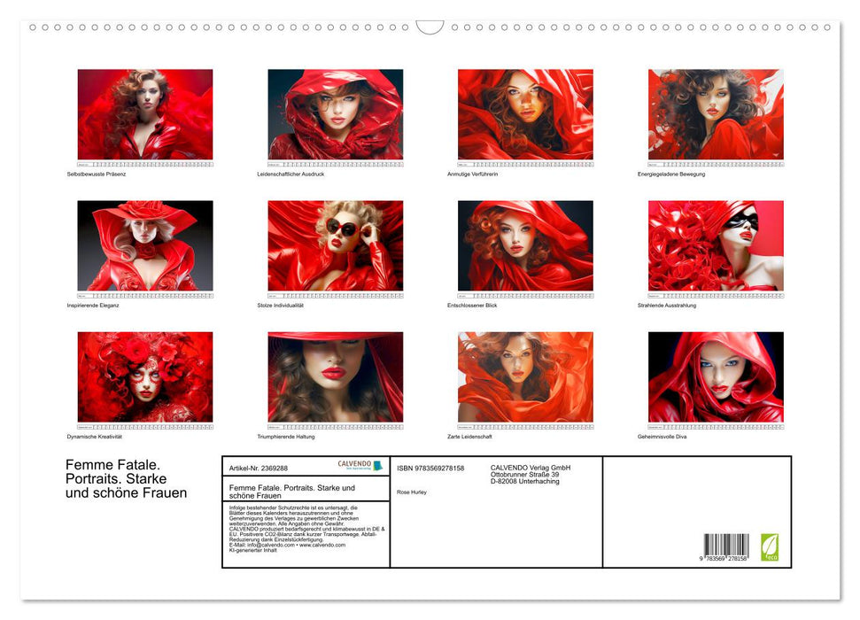 Femme Fatale. Portraits. Starke und schöne Frauen (CALVENDO Wandkalender 2027)