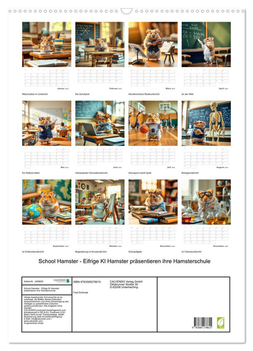 School Hamster - Eifrige KI Hamster präsentieren ihre Hamsterschule (CALVENDO Wandkalender 2027)