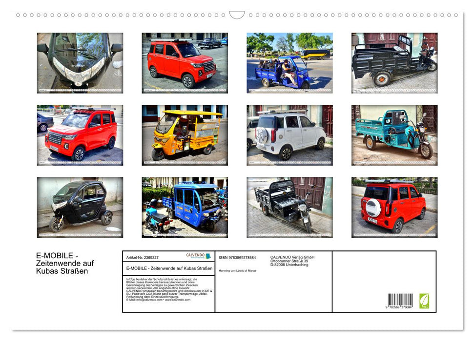 E-MOBILE - Zeitenwende auf Kubas Straßen (CALVENDO Wandkalender 2027)