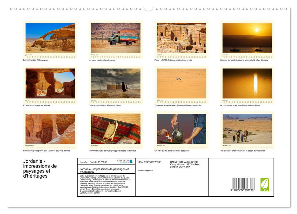 Jordanie - impressions de paysages et d'héritages (CALVENDO Calendrier supérieur 2027)