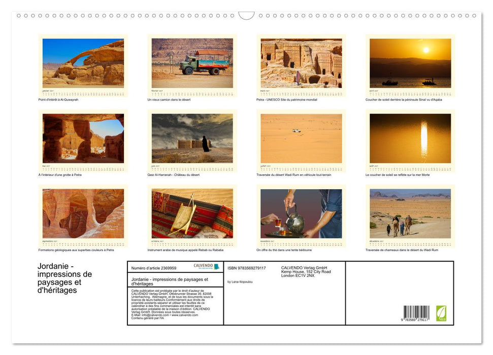 Jordanie - impressions de paysages et d'héritages (CALVENDO Calendrier mensuel 2027)