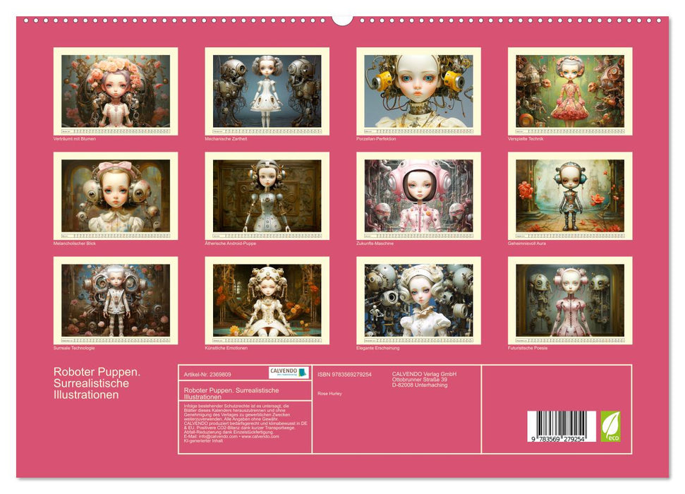 Roboter Puppen. Surrealistische Illustrationen (CALVENDO Premium Wandkalender 2027)