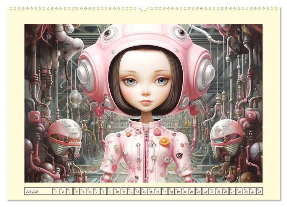 Roboter Puppen. Surrealistische Illustrationen (CALVENDO Premium Wandkalender 2027)