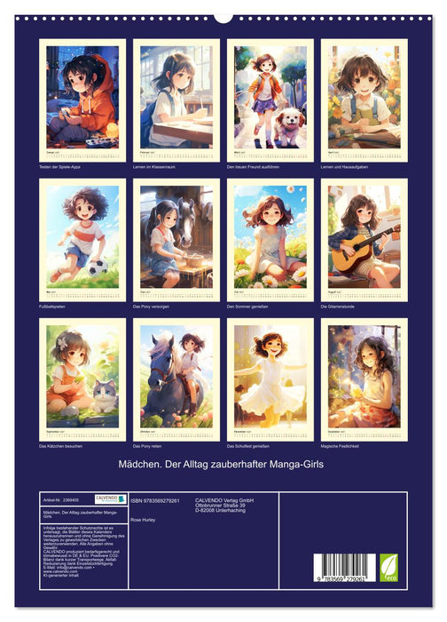Mädchen. Der Alltag zauberhafter Manga-Girls (CALVENDO Premium Wandkalender 2027)
