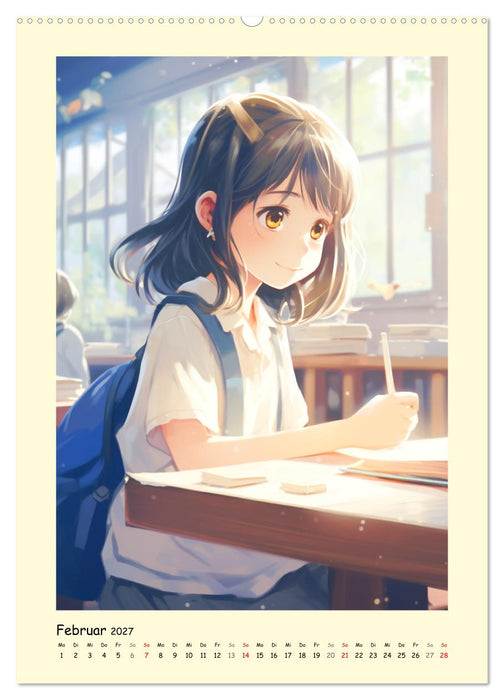 Mädchen. Der Alltag zauberhafter Manga-Girls (CALVENDO Premium Wandkalender 2027)