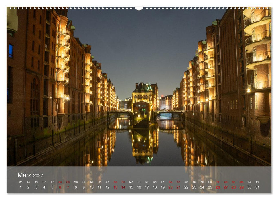 Hamburg bei Nacht (CALVENDO Premium Wandkalender 2027)