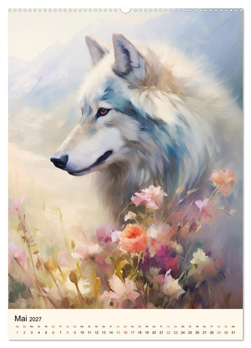 Wölfe. Zarte Aquarelle von beeindruckenden Tieren (CALVENDO Wandkalender 2027)