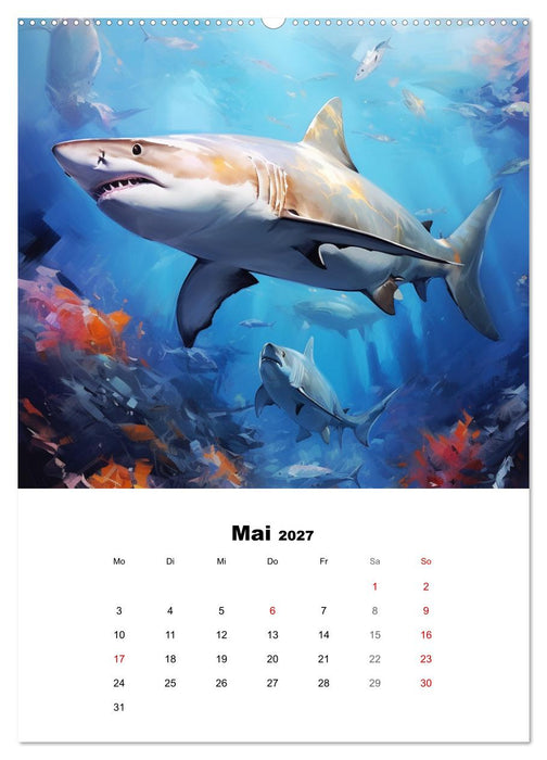 Tanz der Haie. Aquarelle von den Königen der Meere (CALVENDO Wandkalender 2027)