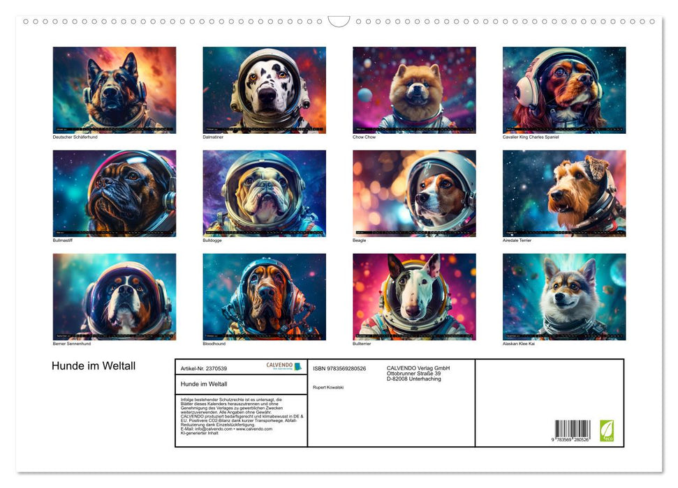 Hunde im Weltall (CALVENDO Wandkalender 2027)