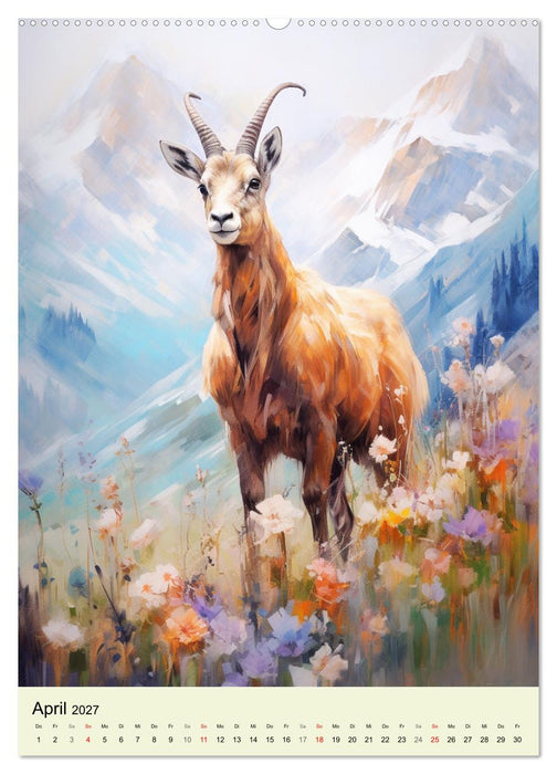 Europas Wildtiere. Aquarelle von den Bewohnern der Wälder und Berge (CALVENDO Wandkalender 2027)