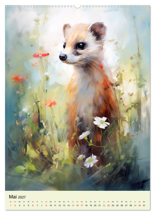 Europas Wildtiere. Aquarelle von den Bewohnern der Wälder und Berge (CALVENDO Wandkalender 2027)