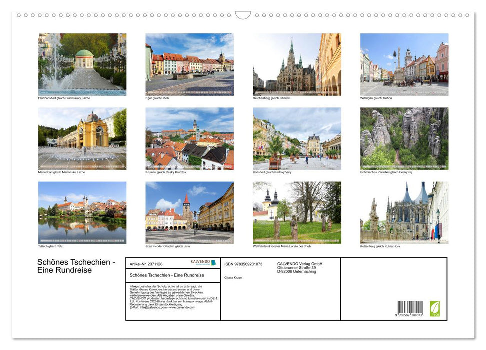 Schönes Tschechien - Eine Rundreise (CALVENDO Wandkalender 2027)