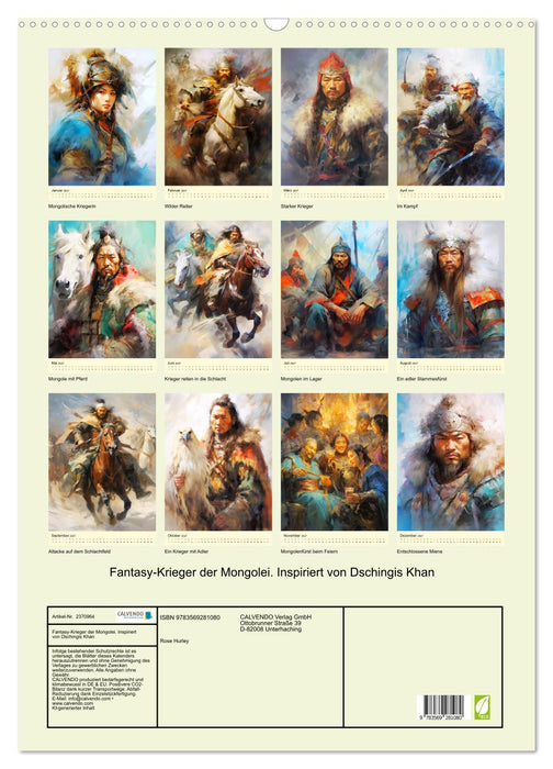 Fantasy-Krieger der Mongolei. Inspiriert von Dschingis Khan (CALVENDO Wandkalender 2027)