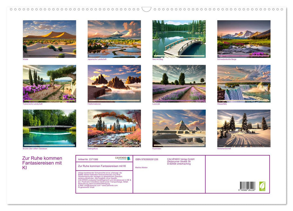 Zur Ruhe kommen Fantasiereisen mit KI (CALVENDO Wandkalender 2027)