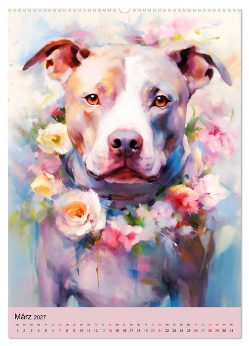 Pit Bull Aquarelle. Illustrationen von tollen Hunden (CALVENDO Wandkalender 2027)
