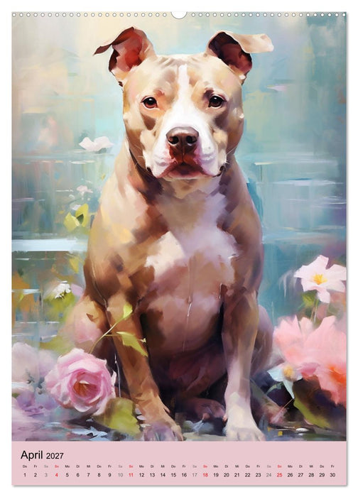 Pit Bull Aquarelle. Illustrationen von tollen Hunden (CALVENDO Wandkalender 2027)