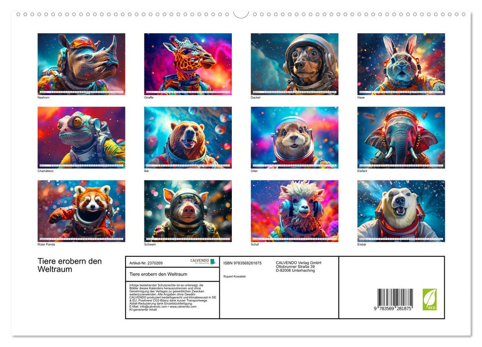 Tiere erobern den Weltraum (CALVENDO Premium Wandkalender 2027)