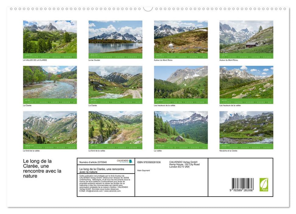 Le long de la Clarée, une rencontre avec la nature (CALVENDO Calendrier supérieur 2027)