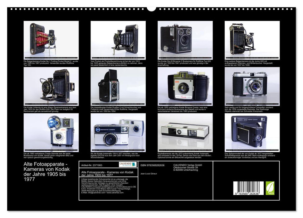Alte Fotoapparate - Kameras von Kodak der Jahre 1905 bis 1977 (CALVENDO Premium Wandkalender 2027)