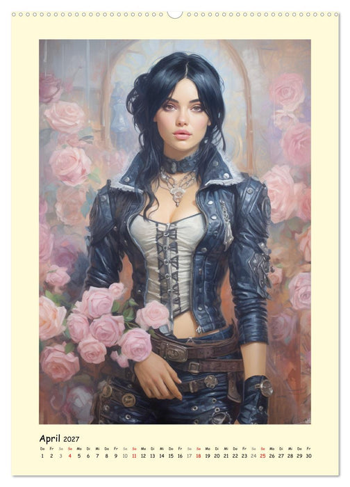 Schöne Steampunk Girls. Retro-Ästhetik im Aquarell-Stil (CALVENDO Premium Wandkalender 2027)