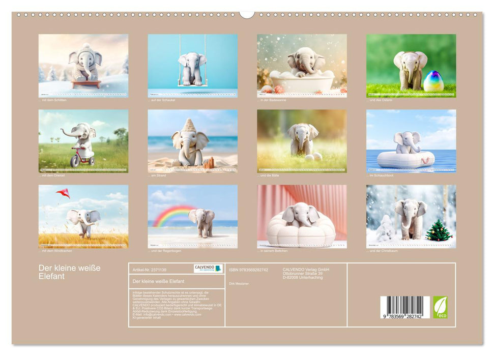 Der kleine weiße Elefant (CALVENDO Premium Wandkalender 2027)
