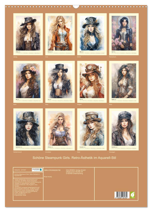 Schöne Steampunk Girls. Retro-Ästhetik im Aquarell-Stil (CALVENDO Wandkalender 2027)