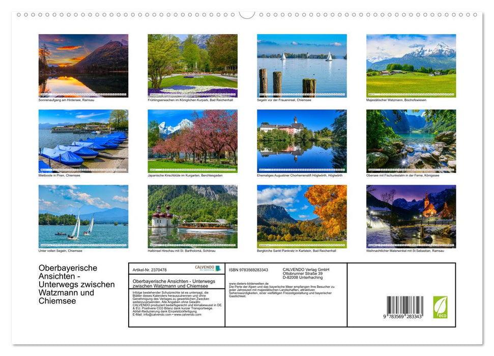 Oberbayerische Ansichten - Unterwegs zwischen Watzmann und Chiemsee (CALVENDO Premium Wandkalender 2027)