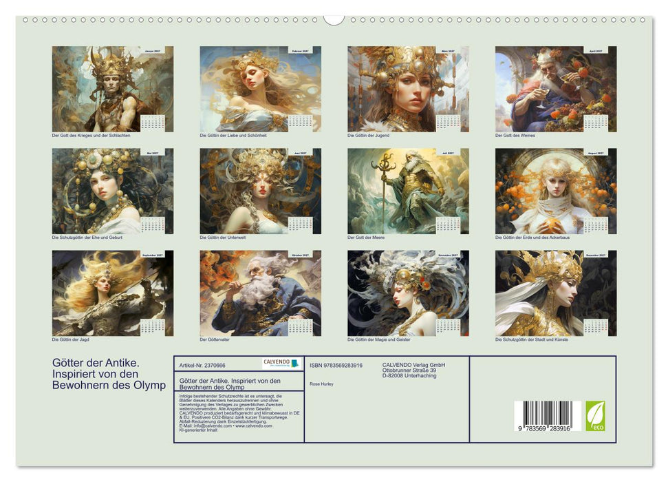 Götter der Antike. Inspiriert von den Bewohnern des Olymp (CALVENDO Premium Wandkalender 2027)