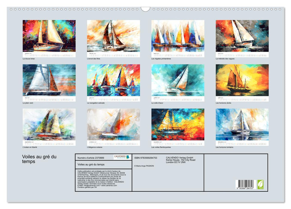 Voiles au gré du temps (CALVENDO Calendrier mensuel 2027)