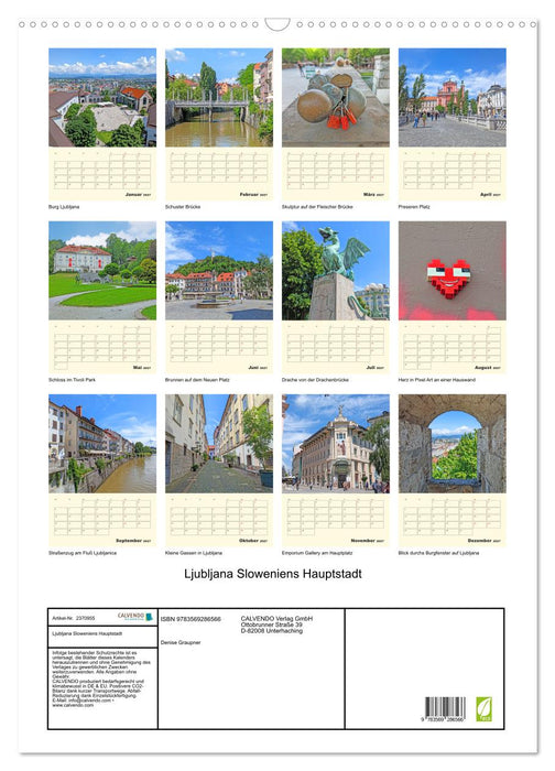 Ljubljana Sloweniens Hauptstadt (CALVENDO Wandkalender 2027)