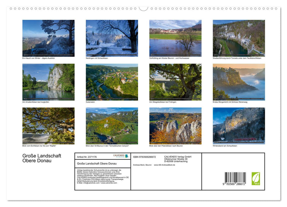 Große Landschaft Obere Donau (CALVENDO Premium Wandkalender 2027)