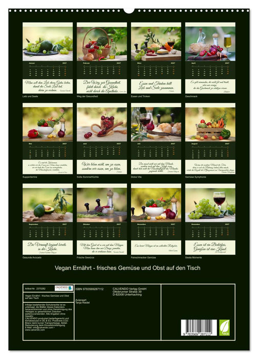 Vegan Ernährt - frisches Gemüse und Obst auf den Tisch (CALVENDO Premium Wandkalender 2027)