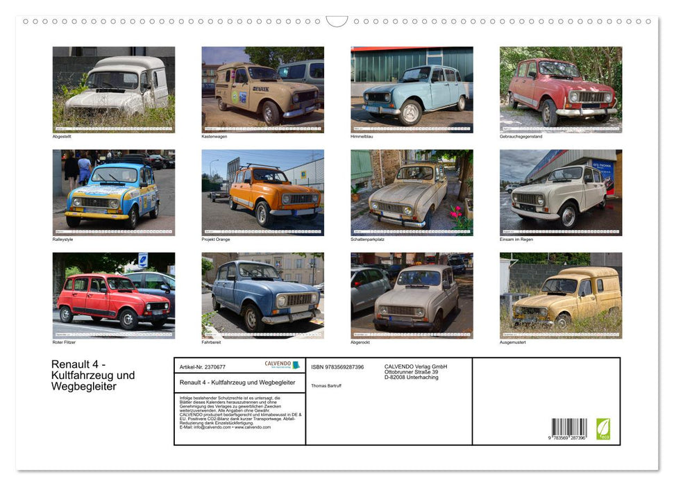 Renault 4 - Kultfahrzeug und Wegbegleiter (CALVENDO Wandkalender 2027)
