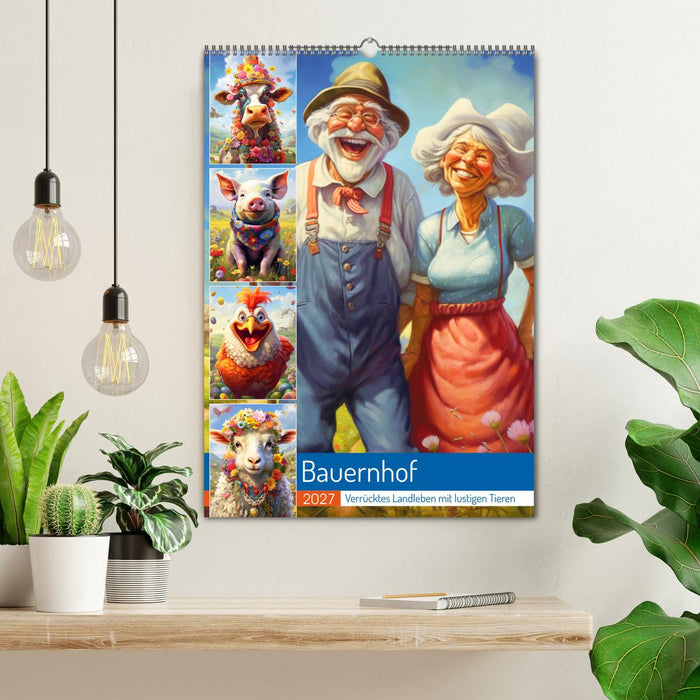 Bauernhof. Verrücktes Landleben mit lustigen Tieren (CALVENDO Wandkalender 2027)
